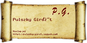 Pulszky Girót névjegykártya